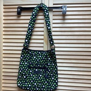 Vera Bradley Green and Black Polka Dot Crossbody Bag